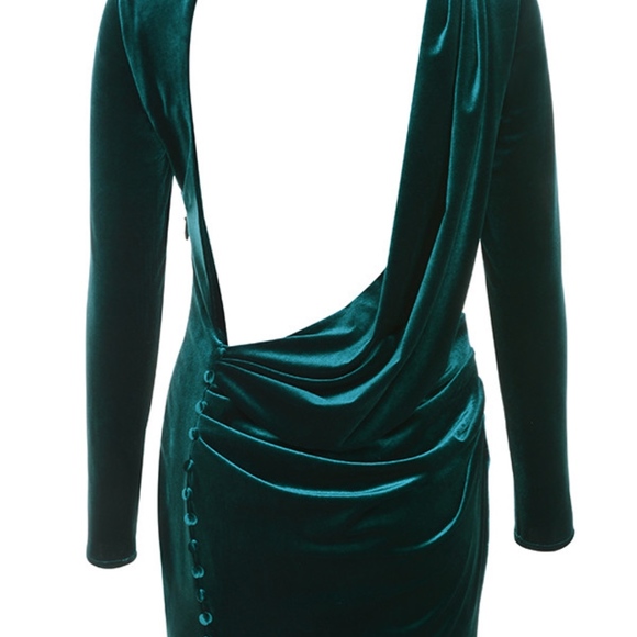MAROUSH' Teal Velvet Backless Dress - Picture 6 of 8